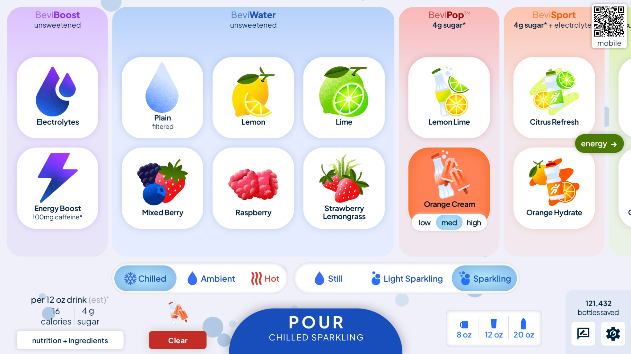 Bevi refreshes smart dispenser UI with scrollable beverage menu