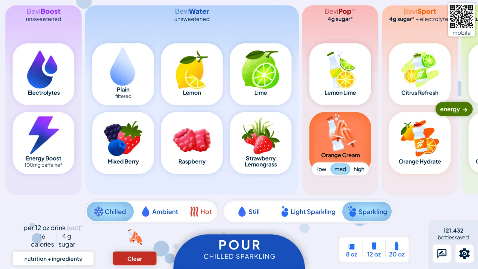 Bevi refreshes smart dispenser UI with scrollable beverage menu